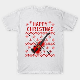 Violin Ugly Christmas Violinist Musician T-Shirt